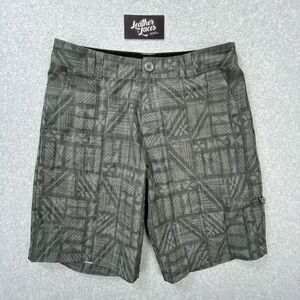 Crazy Shirts Hawaii Hybrid Shorts Mens Sz 30 Gray Geometric Coconut Poly Stretch